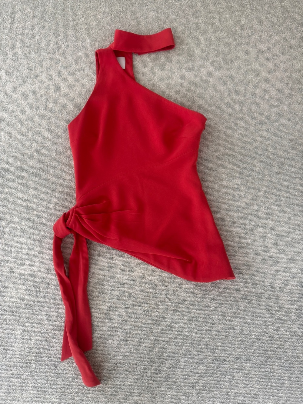 cinq a sept Red One-Shoulder Tie-Side Dress